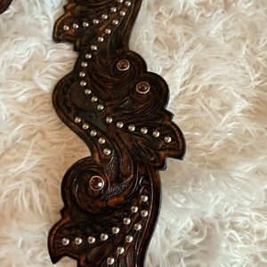 Brown Embellished Leather Belt